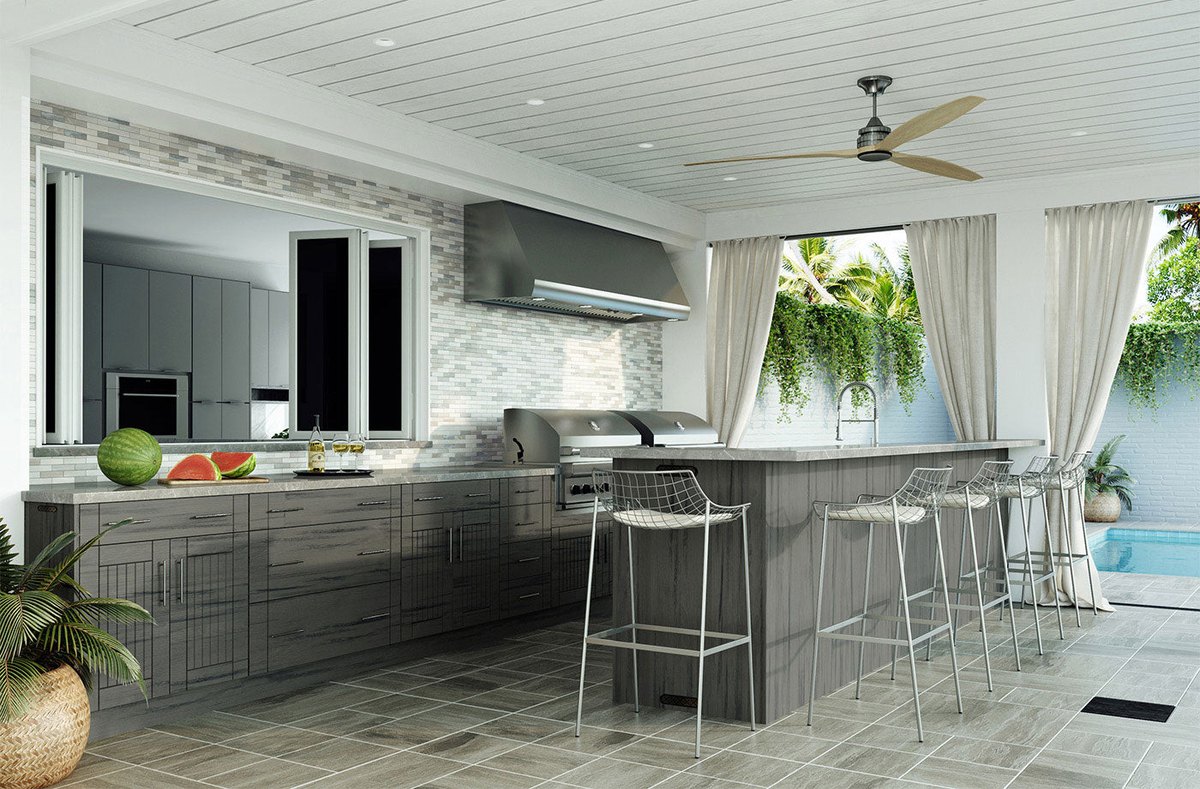 WeatherStrong outdoor cabinetry in Daytona Dark Ash
