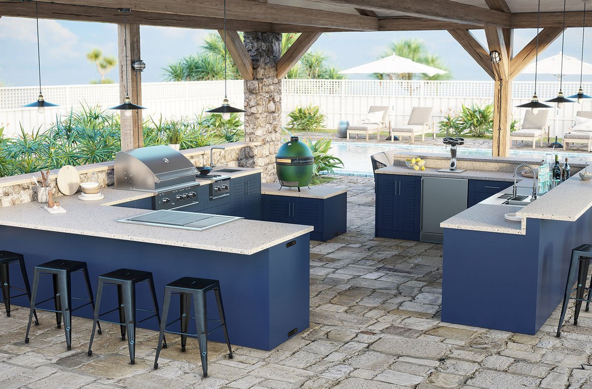 WeatherStrong outdoor cabinetry in Tampa Sapphire Blue